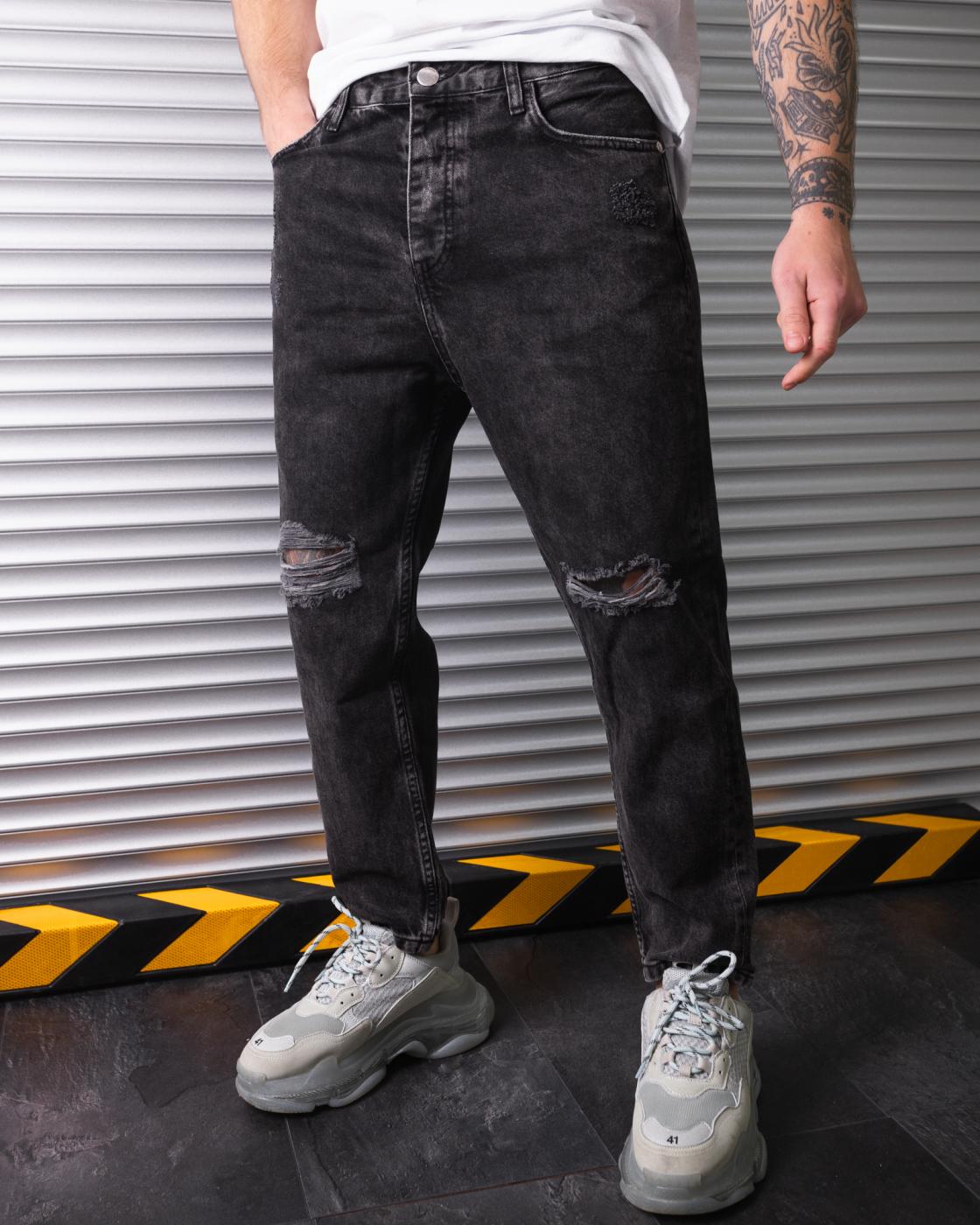 Мужские джинсы бойфренды широкие BEZET черный