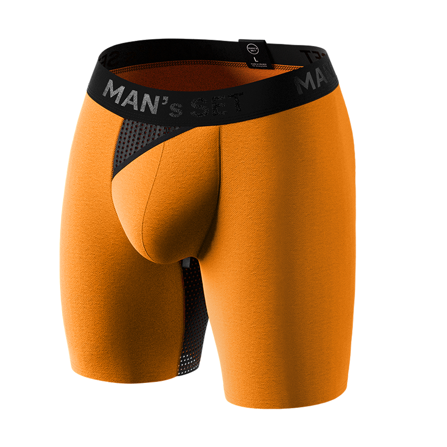 Мужские анатомические боксеры из хлопка, Anatomic Long 2.0 Light, Black Series, оранжевый MansSet - Фото 1