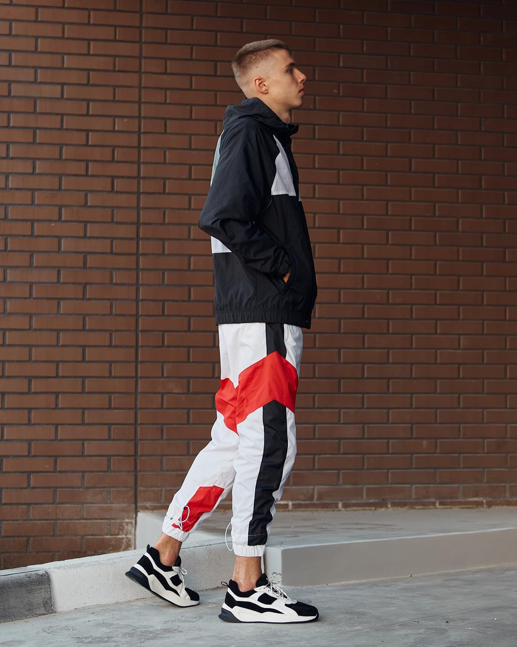 Спортивні штани Split біло-чорні з червоним Пушка Огонь - Фото 1