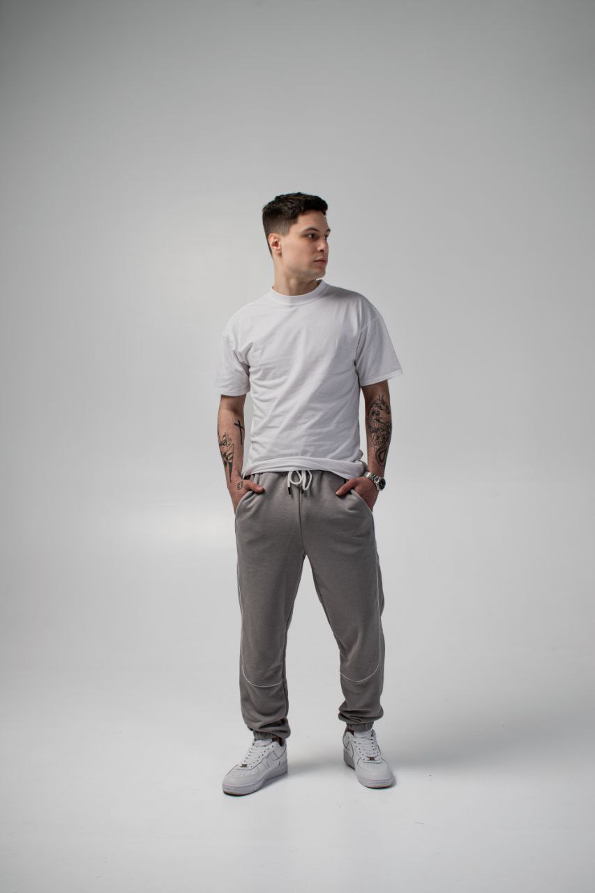 Мужские трикотажные спортивные штаны Reload Factor светло-серый     - Фото 1