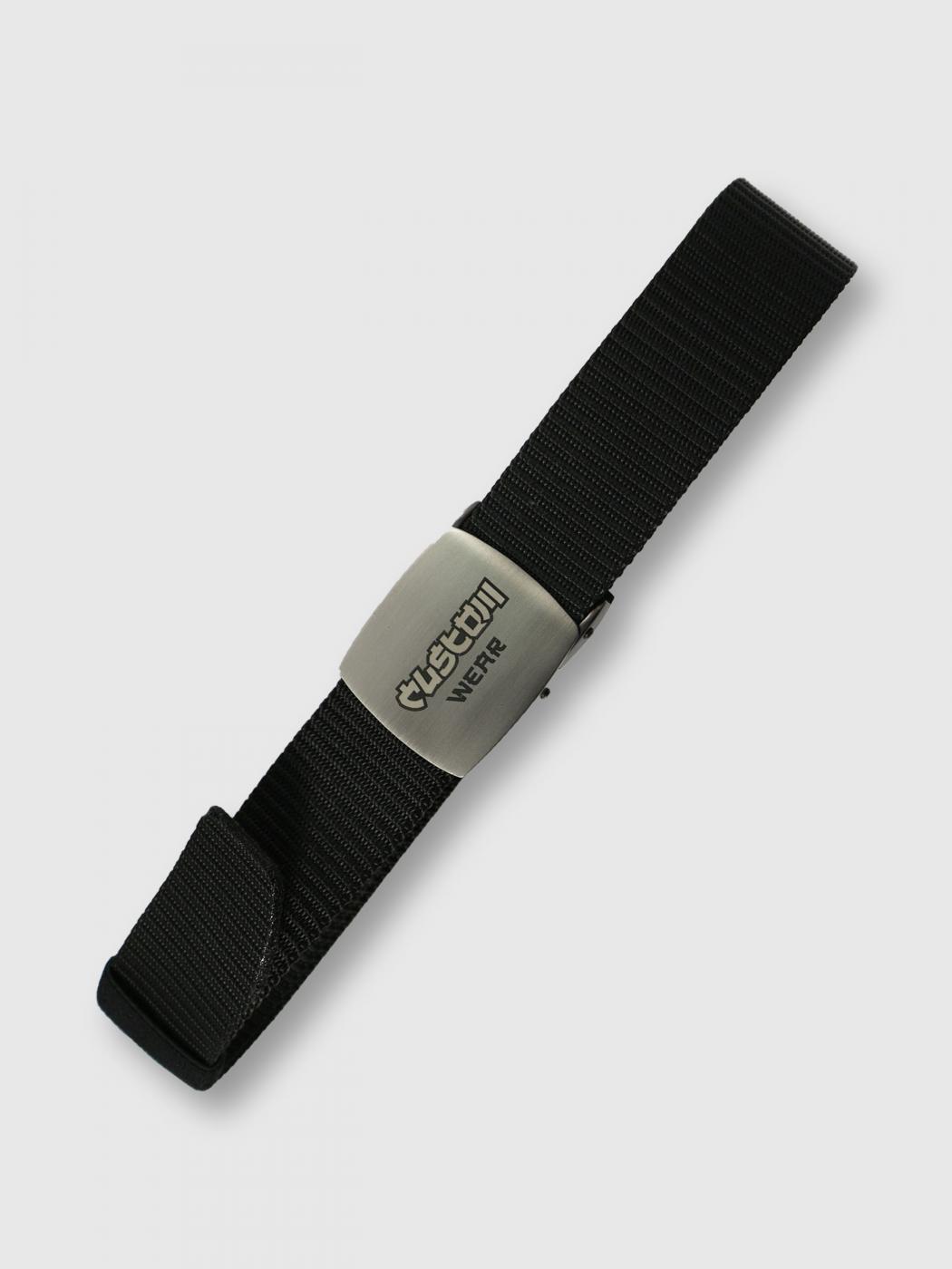 Ремінь Custom Wear чорний з металевою бляхою з гравіюванням  - Фото 1