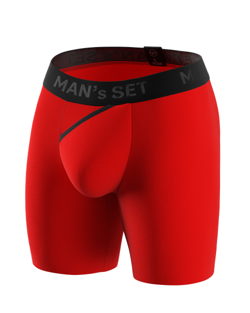 Чоловічі анатомічні боксери з бавовни Anatomic Long 2.0, Black Series, червоний MansSet - Фото 1