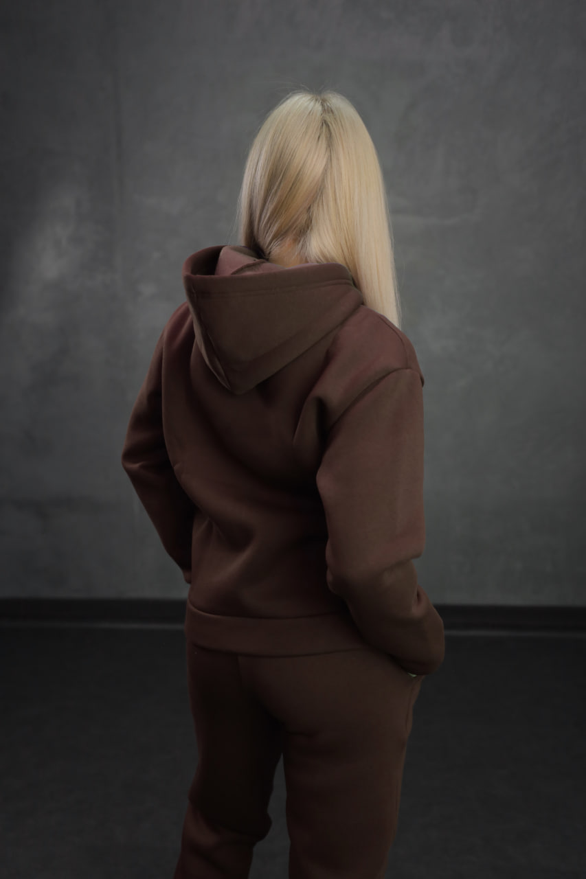 Теплий жіночий спортивний костюм оверсайз Reload коричневий - Фото 1