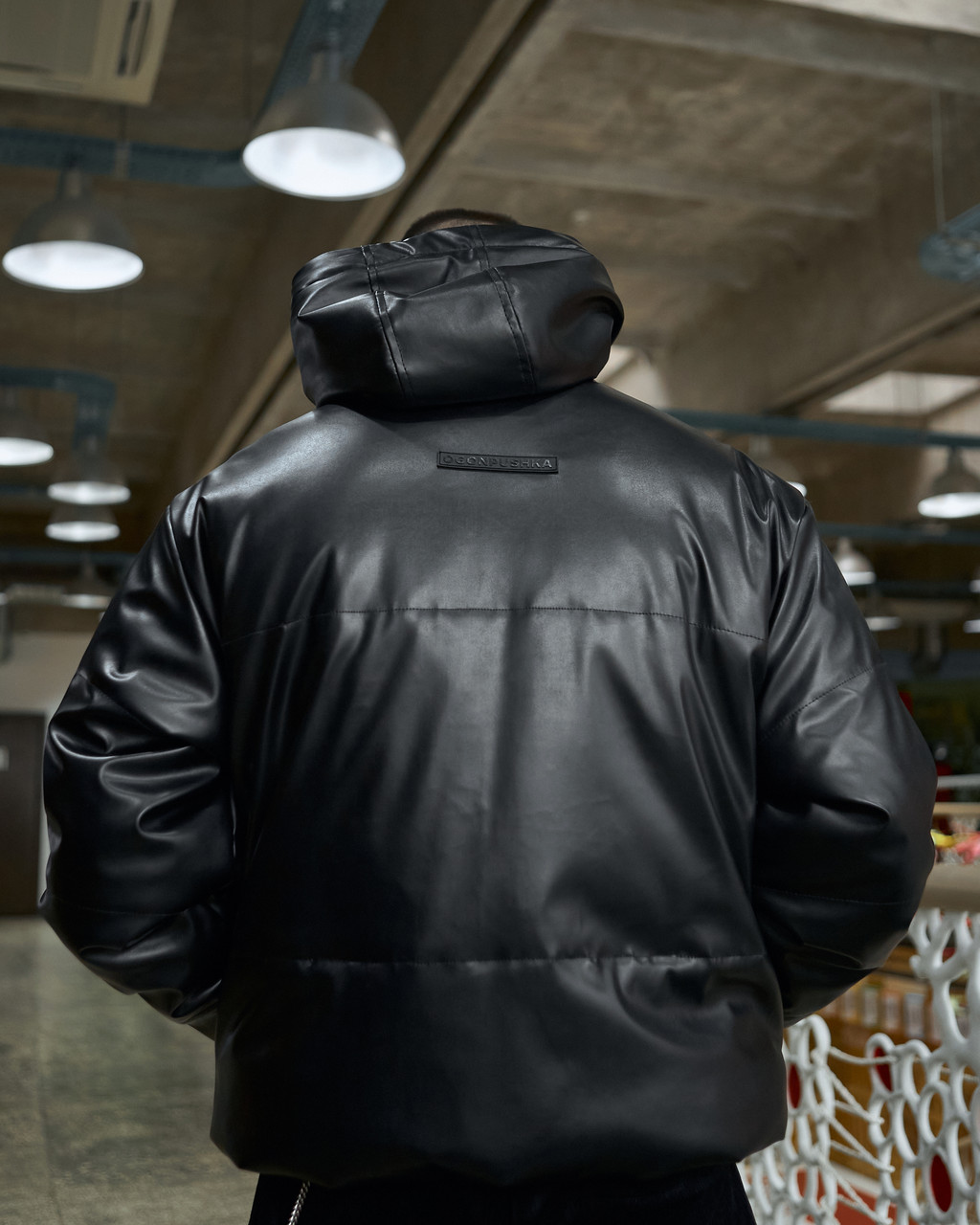 Куртка демисезонная мужская Yard из экокожи черная Пушка Огонь - Фото 1