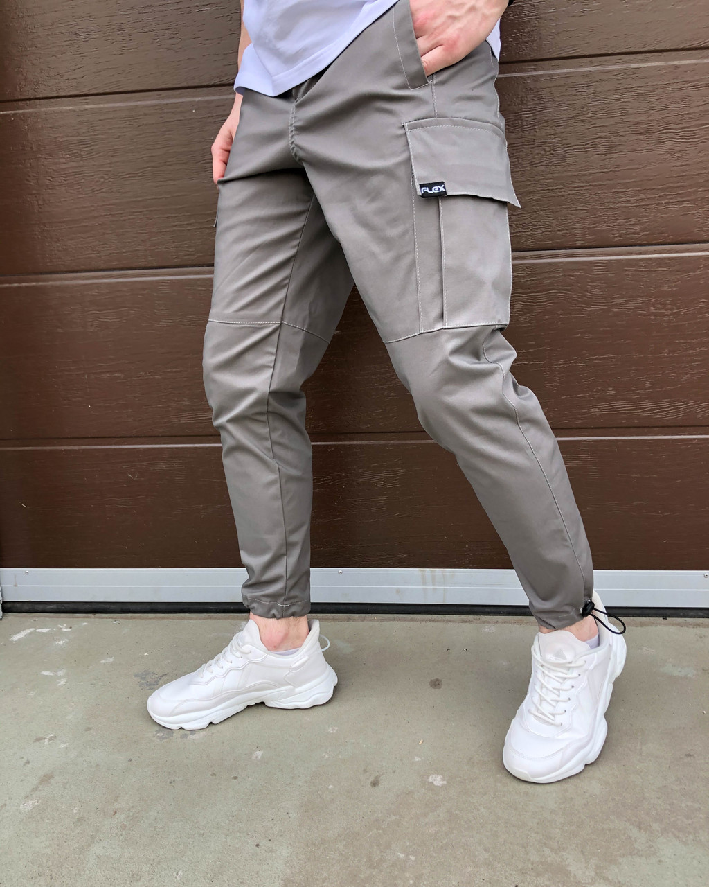 Завужені карго штани джоггер сірі чоловічі з Утяжка від бренду Кларк TURWEAR - Фото 1