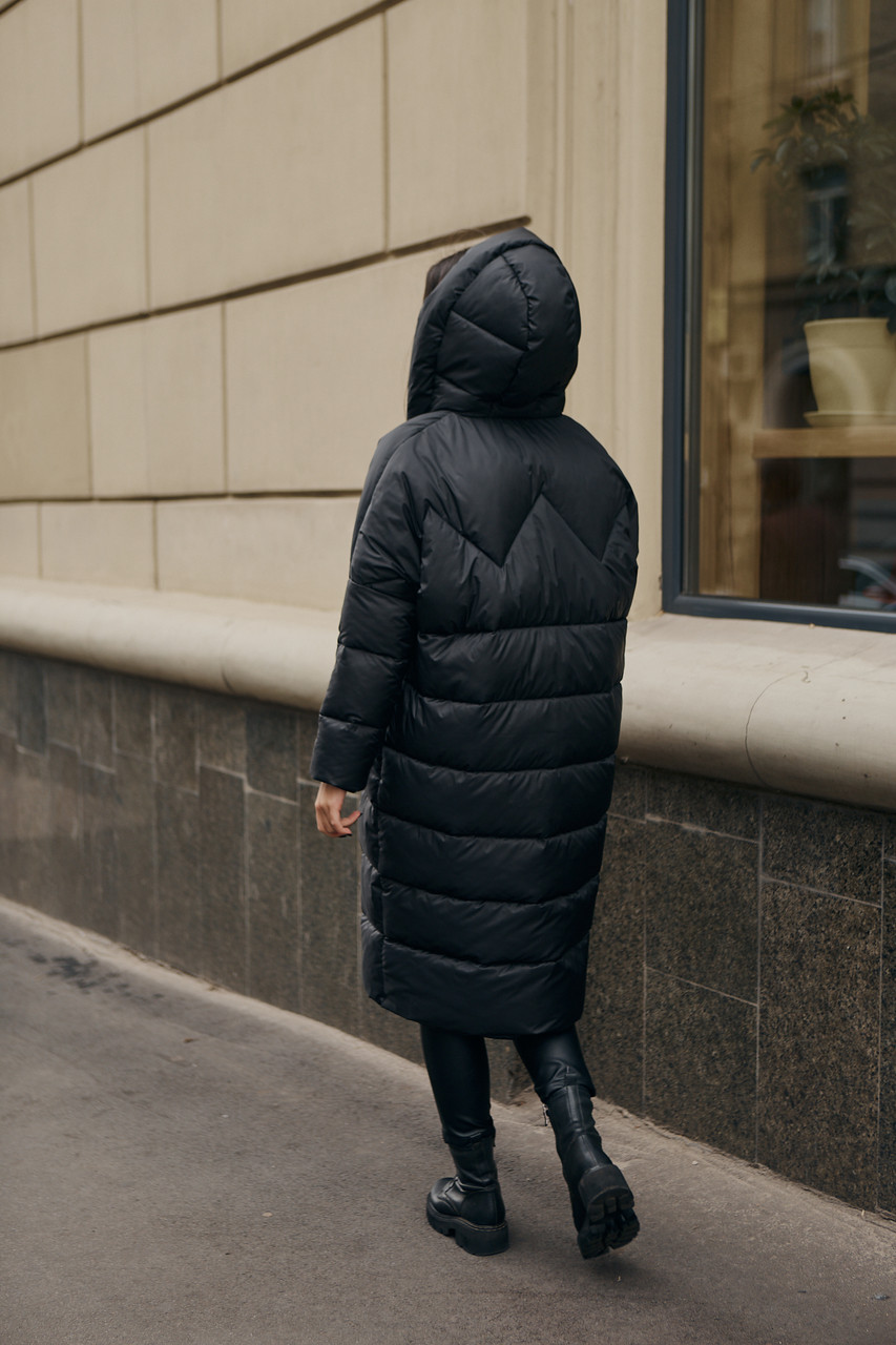 Куртка женская удлиненная черная от бренда ТУР модель Меган TURWEAR - Фото 1