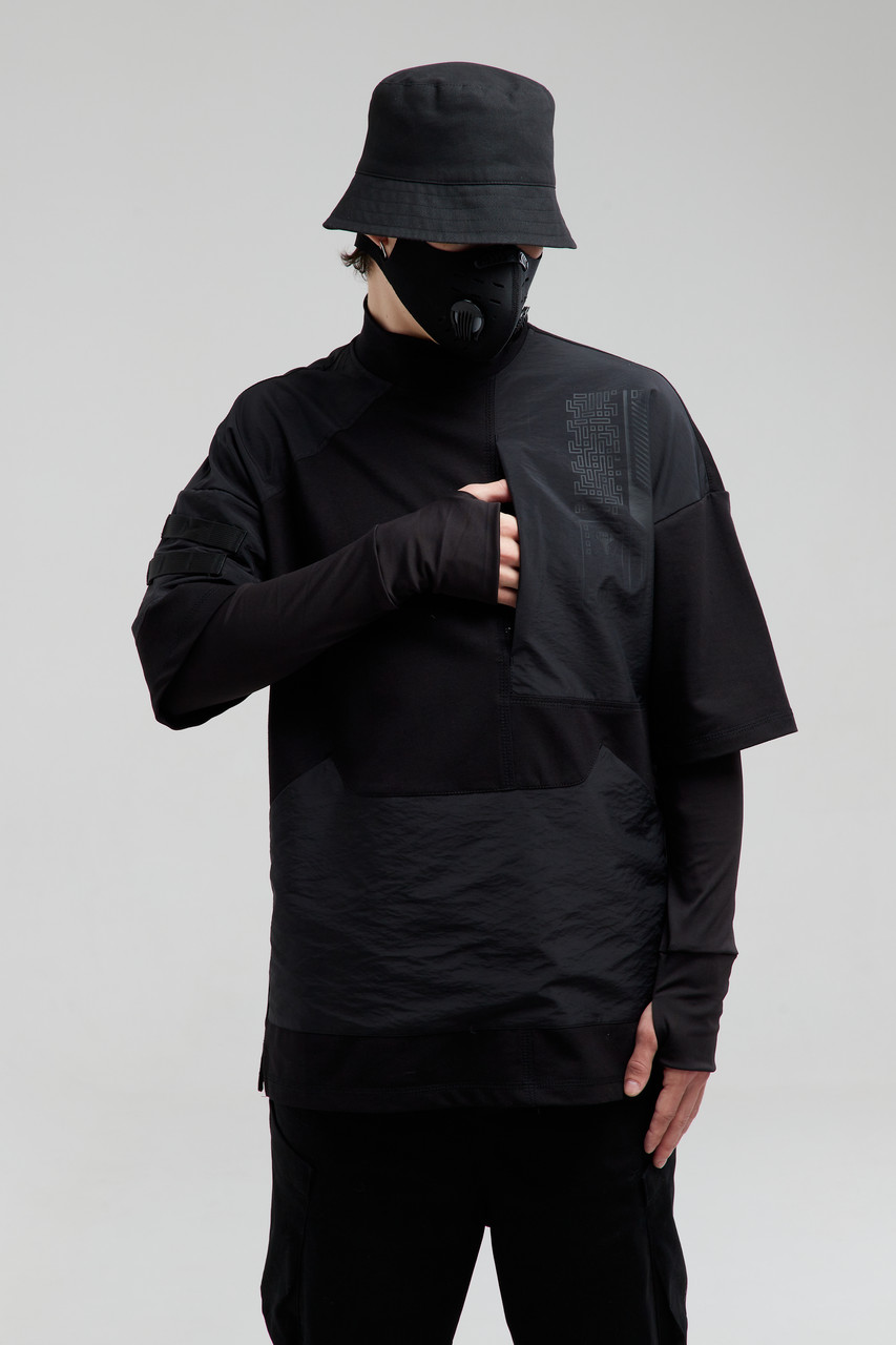 Лонгслив мужской черный с принтом от бренда ТУР модель Хасаши, размер S,M,L,XL TURWEAR - Фото 1