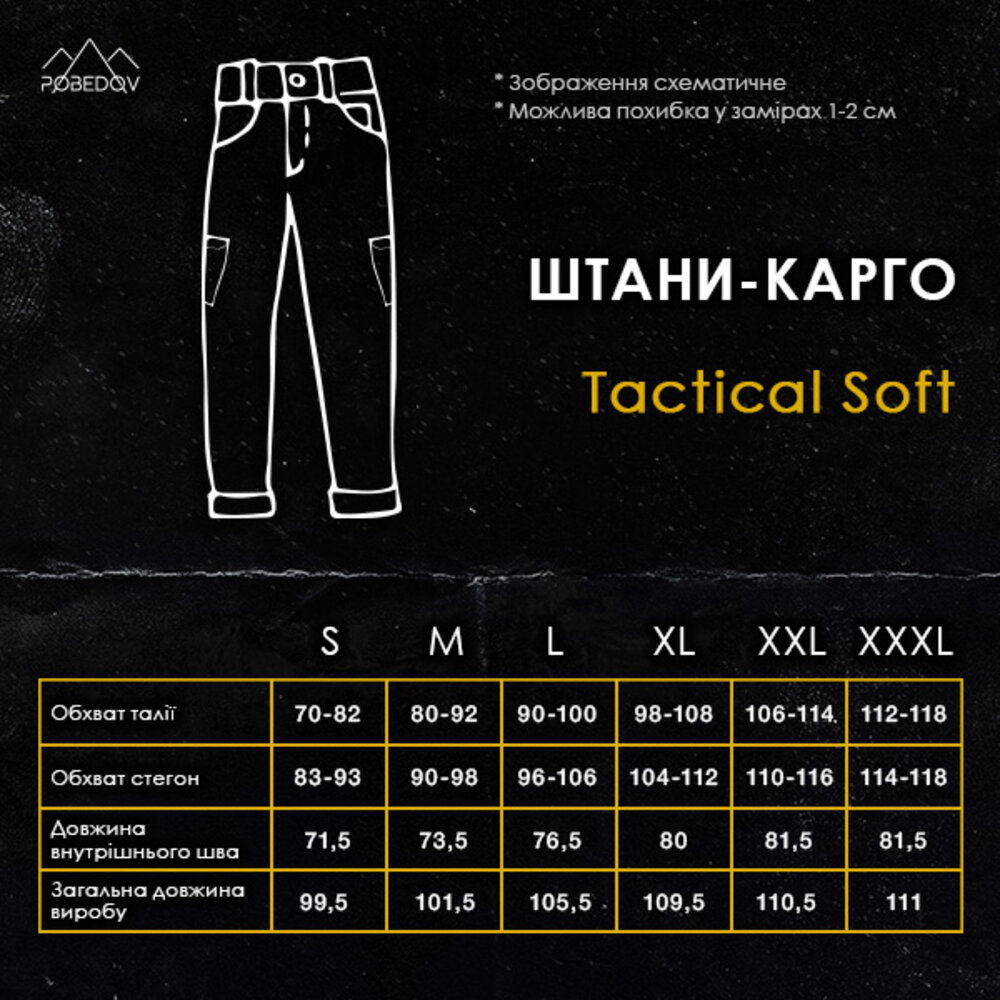 Штани карго чоловічі весняні з кишенями темно-сині Pobedov Tactical Soft POBEDOV - Фото 1
