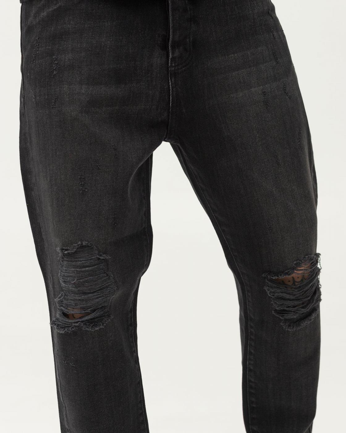 Базовые черные джинсы BEZET Basic с перфорацией - Фото 1