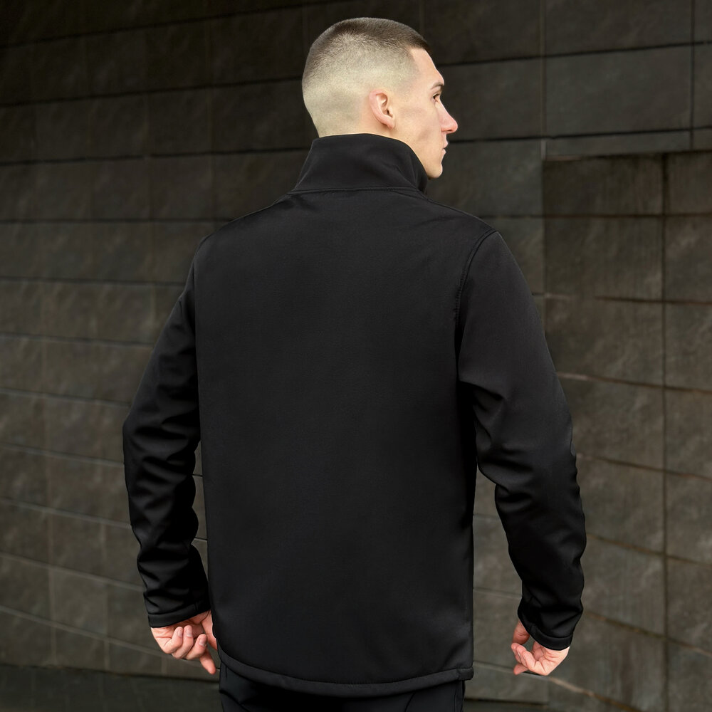 Чорна чоловіча демісезонна куртка із софтшелу з кишенями Pobedov Shadow POBEDOV - Фото 6