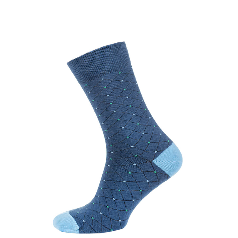 Шкарпетки чоловічі кольорові з бавовни, синій в крапку MansSet