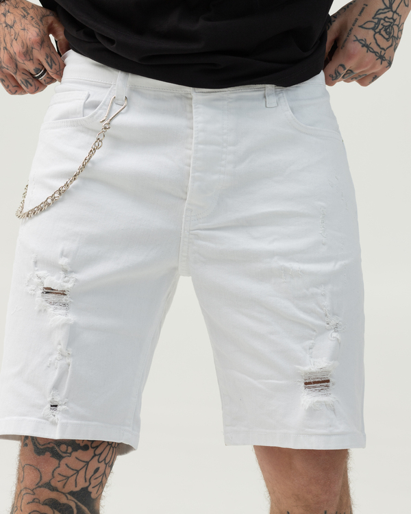 Білі джинсові шорти BEZET з перфорацією - Фото 1