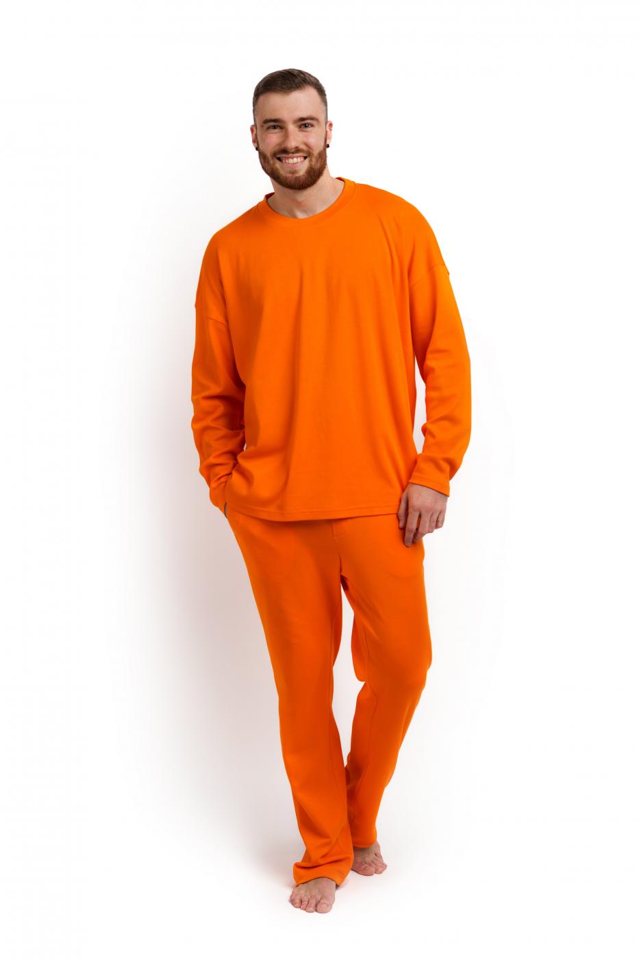 Пижама мужская (лонгслів і штани) помаранчева XXL-XXXL MansSet