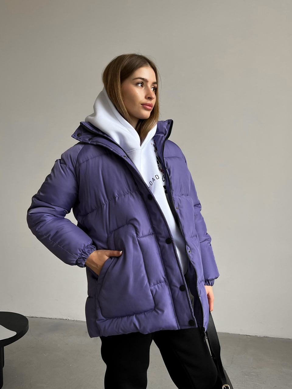 Жіноча зимова куртка-пуховик Reload Elly фіолетова / Зимовий пуховик оверсайз стильний теплий - Фото 1