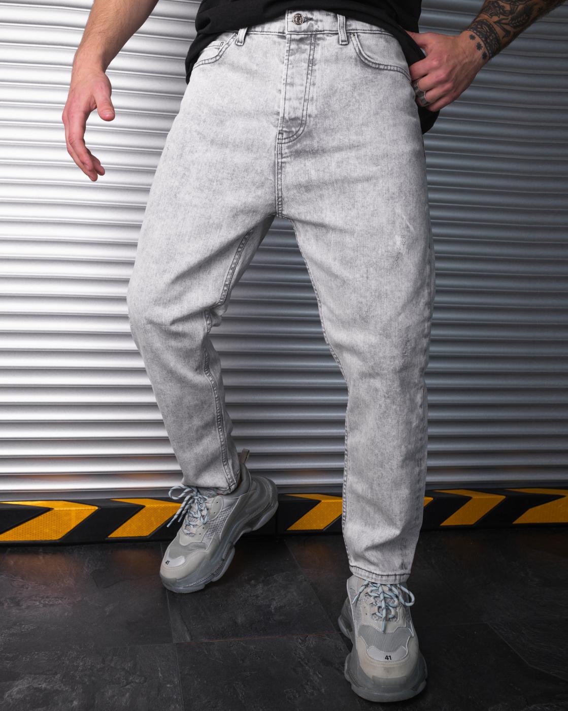 Светло-серые зауженные джинсы BEZET для парня - Фото 1
