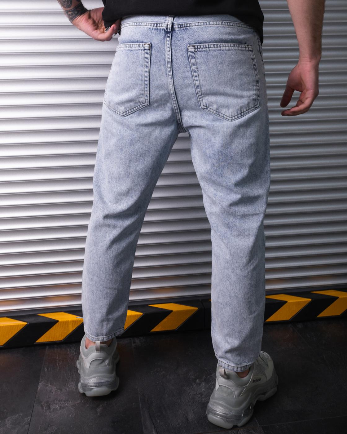 Голубые мужские джинсы бойфренды BEZET PATCHED - Фото 1