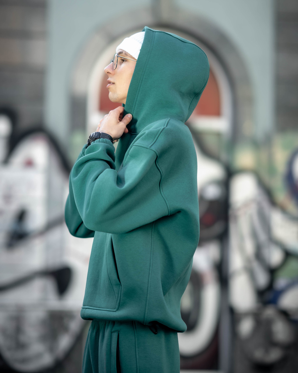 Теплий спортивний костюм оверсайз OGONPUSHKA Scale 2.1 темно-зелений Пушка Огонь - Фото 2
