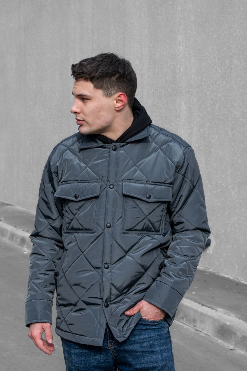 Стеганная мужская куртка-рубашка Reload Stitch, темно-серый - Фото 1