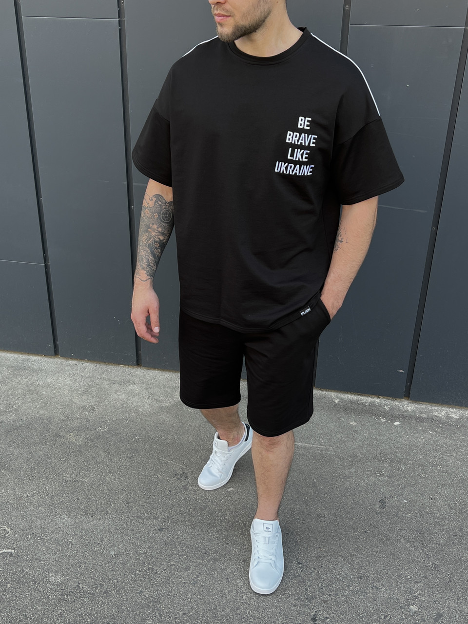 Летний комплект футболка и шорты мужские черный модель BRAVE TURWEAR