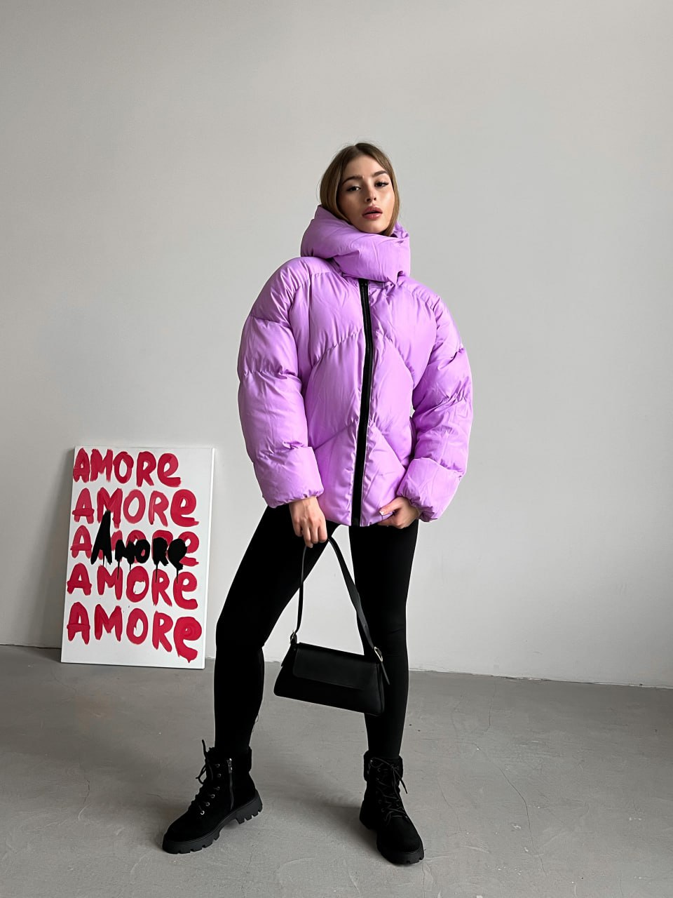 Жіноча зимова куртка пуховик оверсайз Reload - Quadro W лавандова - Фото 2
