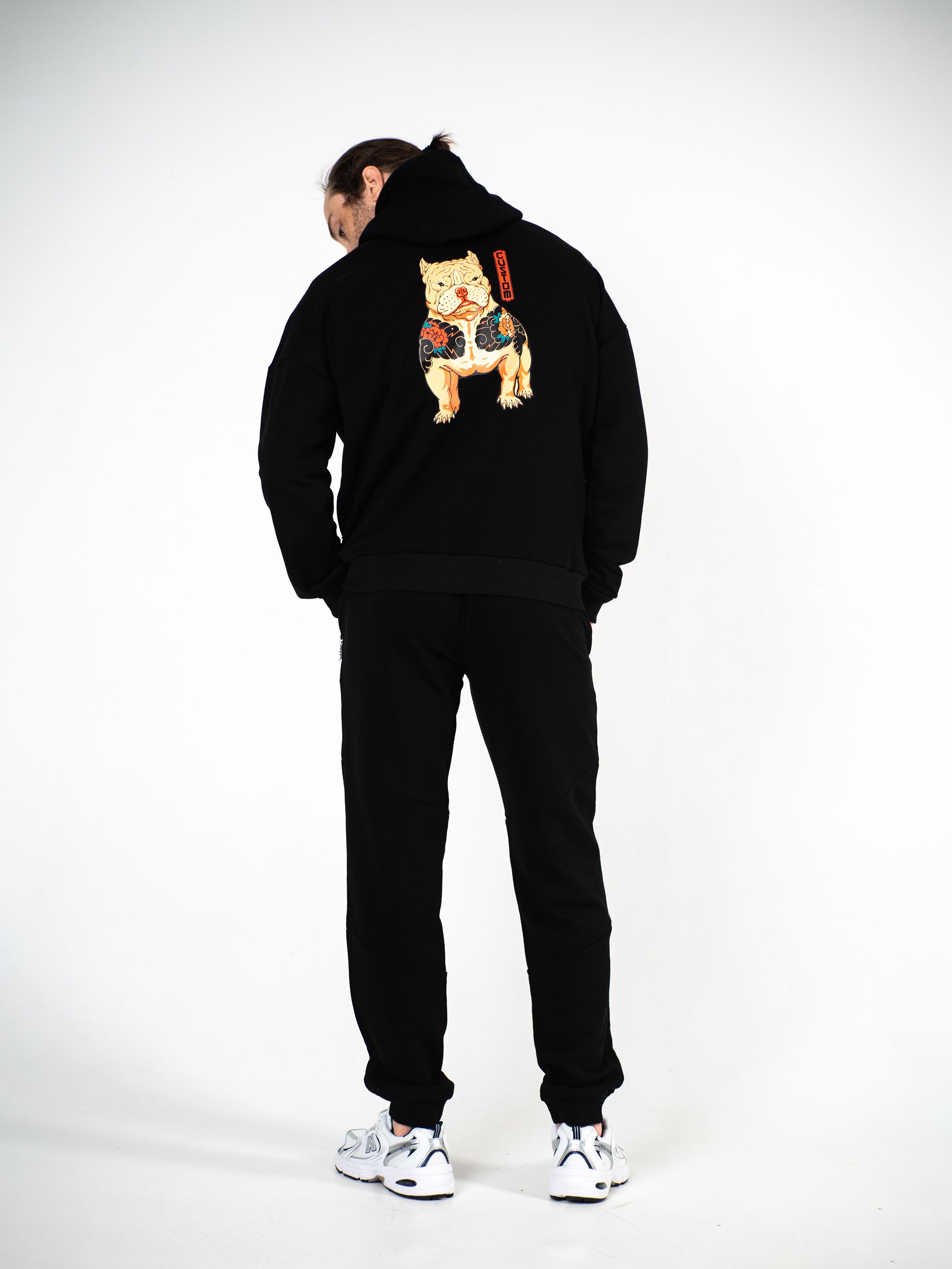 Худі оверсайз Custom Wear без начосу Yakyza Dog чорне - Фото 1