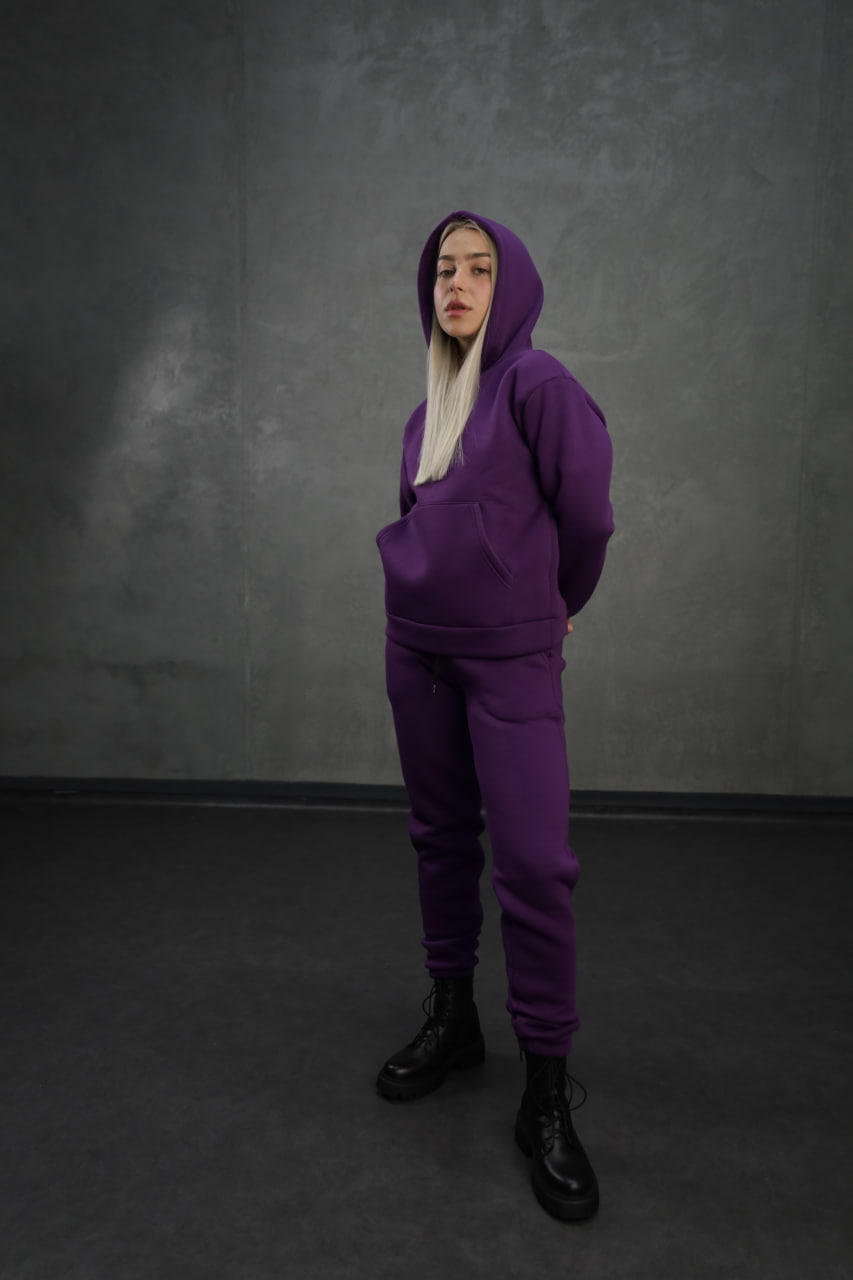 Теплый женский спортивный костюм оверсайз Reload фиолетовый