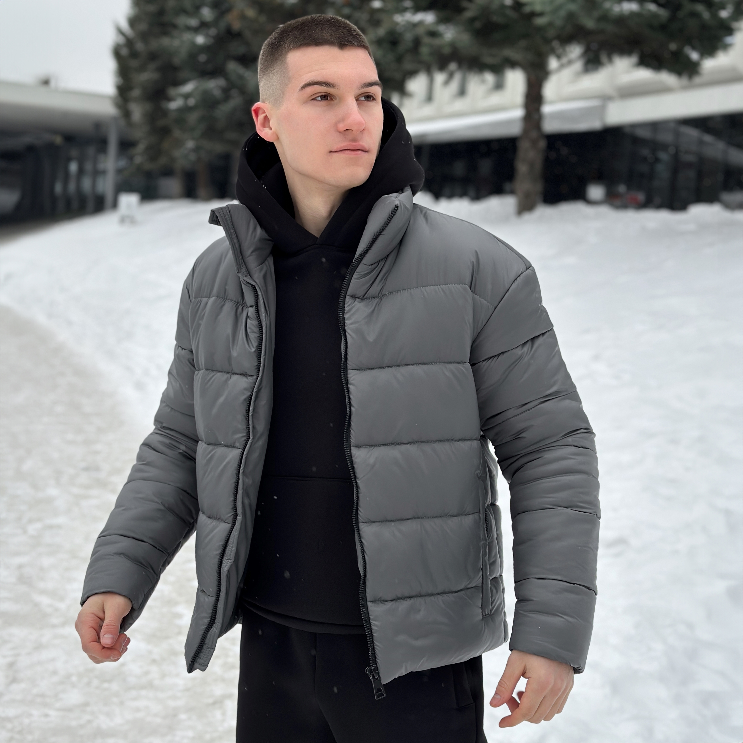 Чоловіча зимова куртка темно-сіра Pobedov Bubble Gum POBEDOV - Фото 1