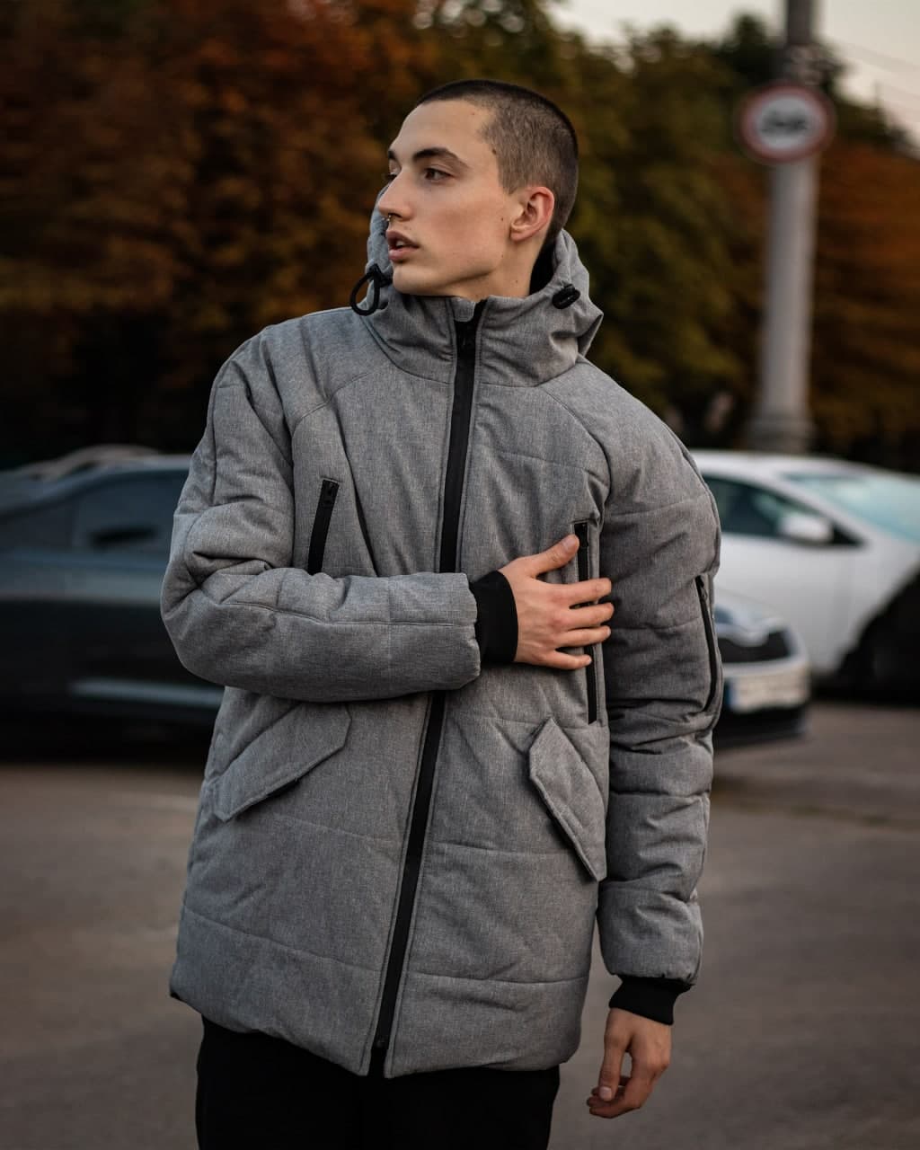 Чоловіча зимова курточка Haipp Stark сірого кольору тепла