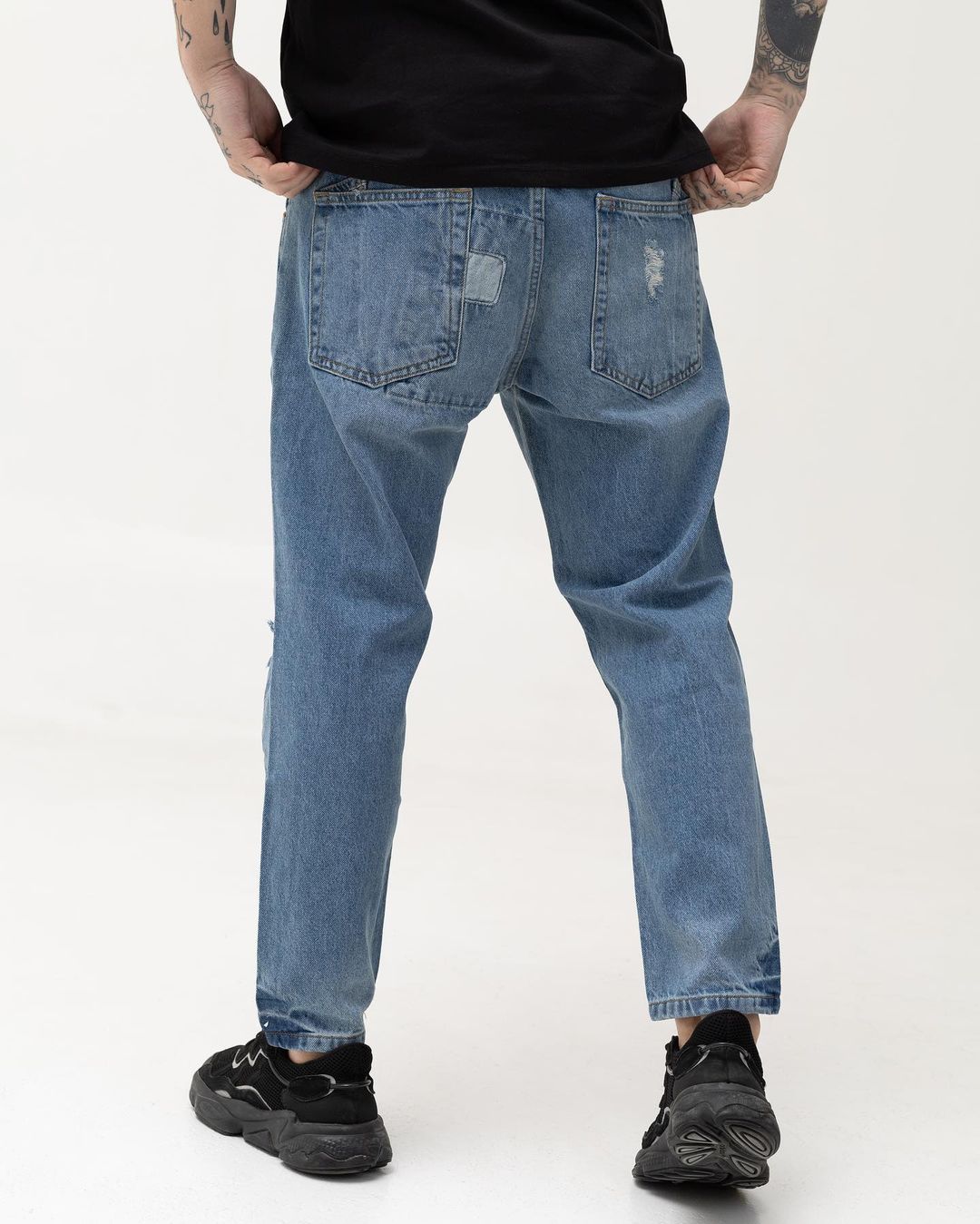 Сині чоловічі базові джинси BEZET з перфорацією - Фото 1