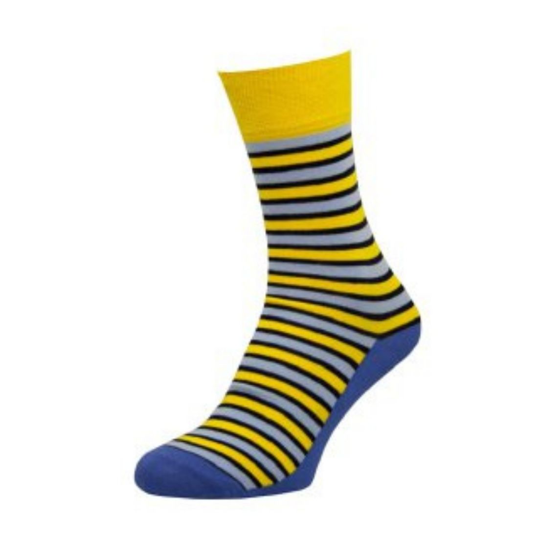 Шкарпетки чоловічі кольорові з бавовни, жовто-блакитна смужка MansSet - Фото 1