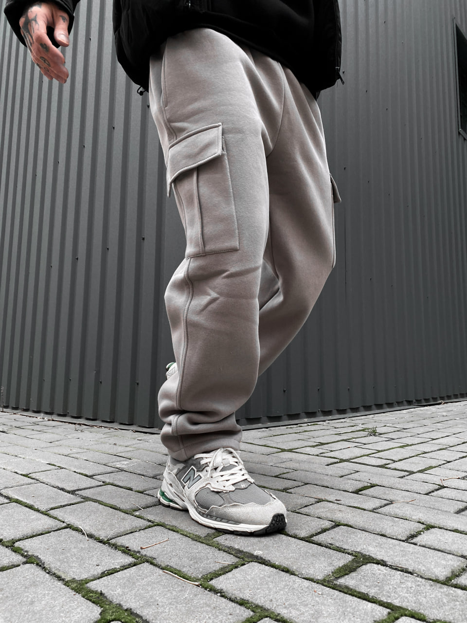Мужские теплые спортивные штаны с начесом Reload Active серый/ Трикотажные штаны флисовые с кармаными