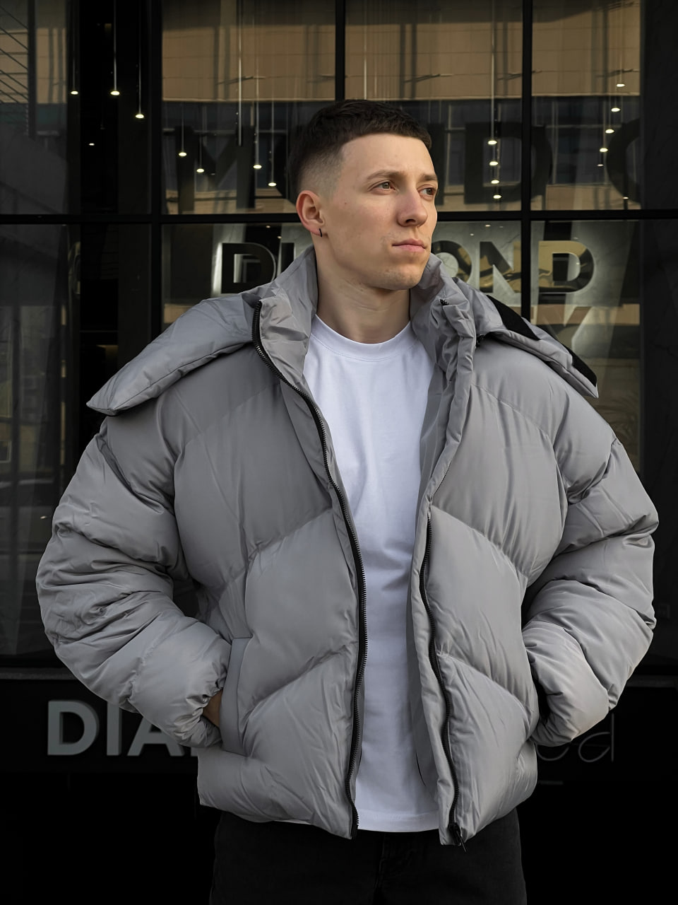Мужская зимняя куртка-пуховик Reload Quadro темно-серая - Фото 2