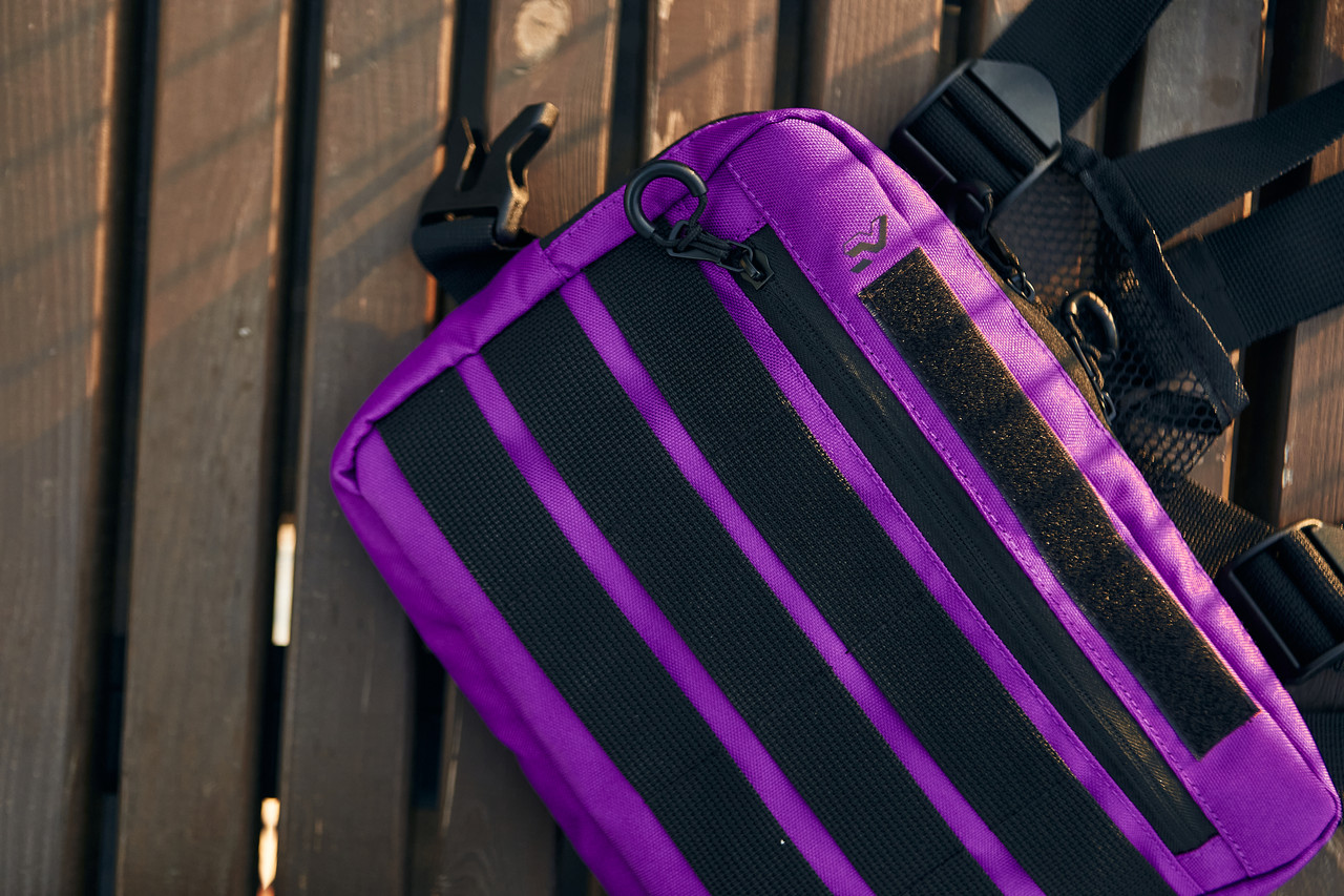 Сумка нагрудная Chest фиолетовая Пушка Огонь - Фото 2