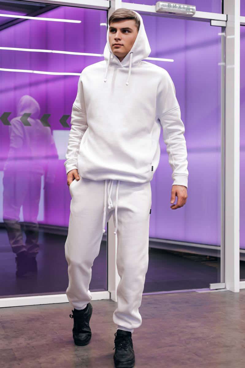Штаны мужские на флисе Oversize Intruder спортивные теплые брюки белые–купить по доступной цене в интернет-магазине – BEZET