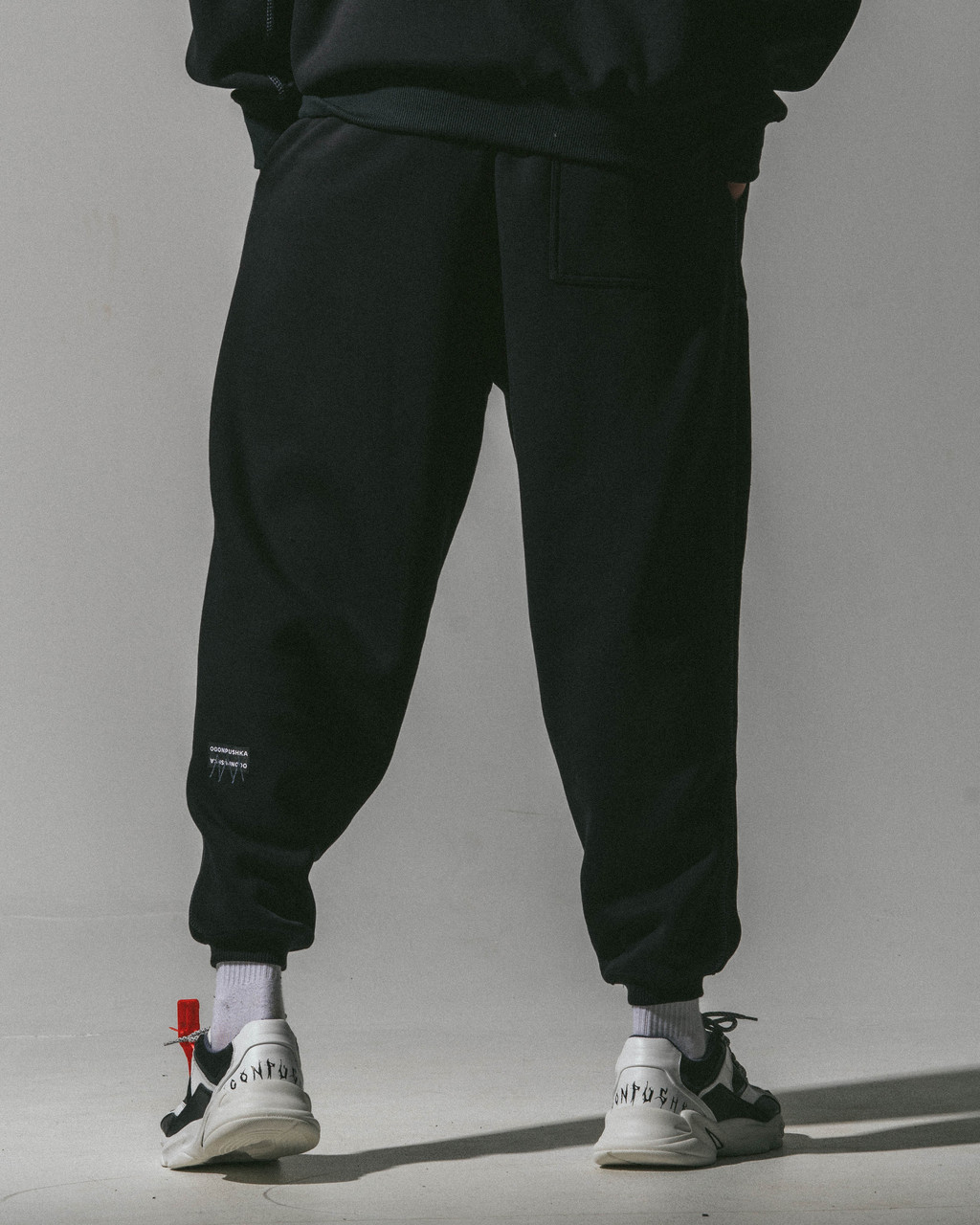 Теплі оверсайз спортивні штани OGONPUSHKA Seam чорні Пушка Огонь - Фото 2