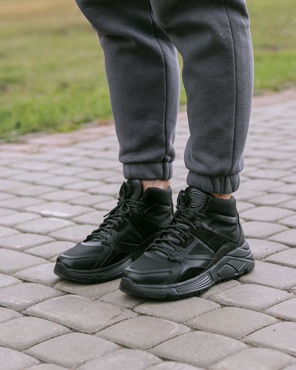 Чоловічі зимові кросівки шкіряні (черевики) чорні Protect - Фото 9