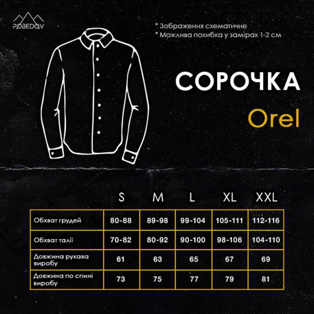 чоловіча сорочка з довгим рукавом чорна Pobedov Orel дизайн смужки POBEDOV - Фото 1