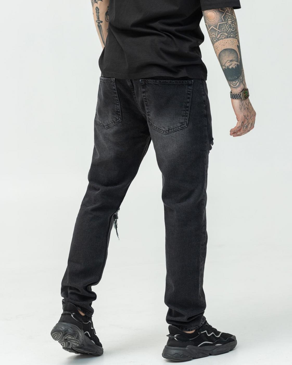 Чорні джинси BEZET Basic з перфорацією - Фото 1