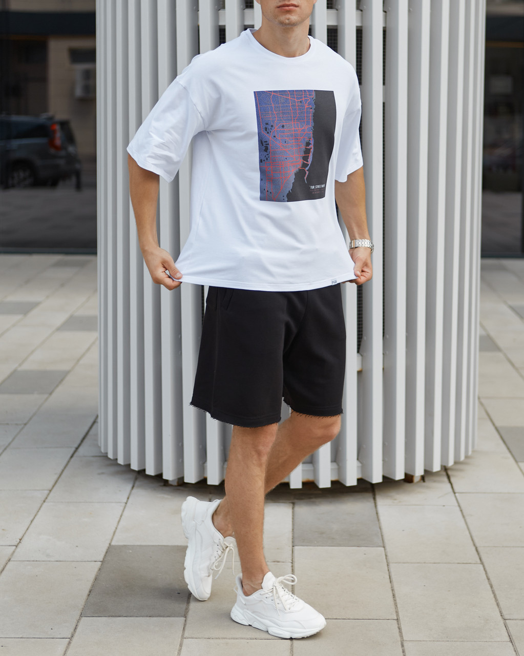 Чоловічі футболки Каліфорнія біла оверсайз модель від бренду Тур TURWEAR - Фото 1