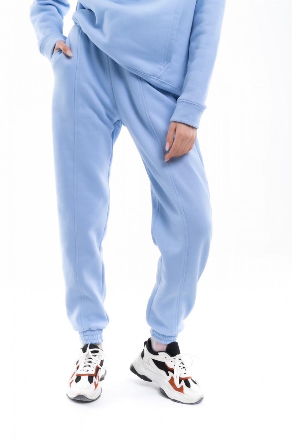 Джогеры Женские теплые Intruder Basic Oversize спортивные штаны на флисе голубые Intruder