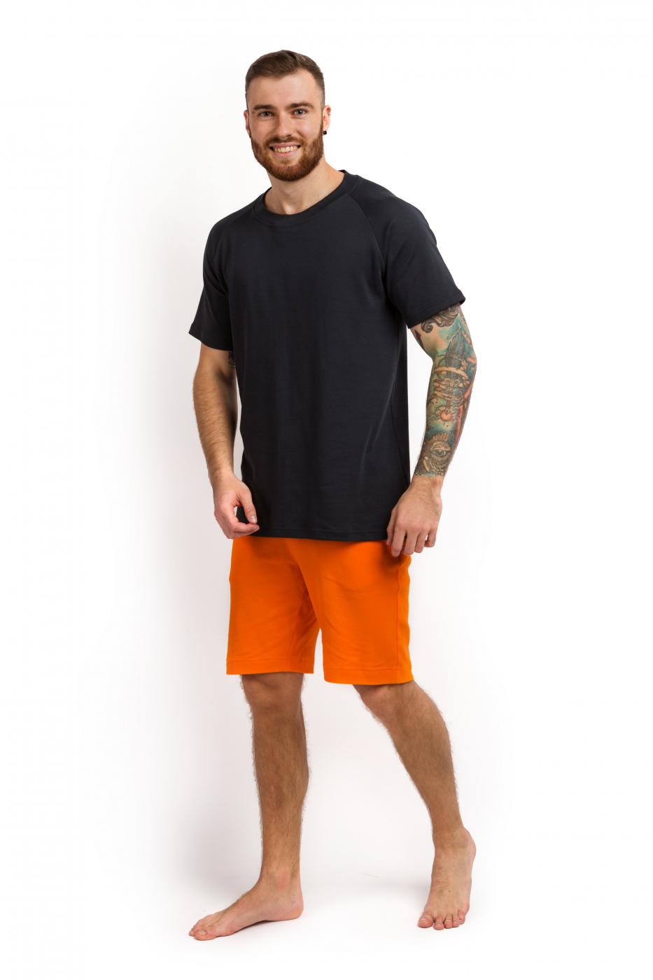 Пижама мужская (футболка и шорты) графитовый с оранжевым MansSet - Фото 1