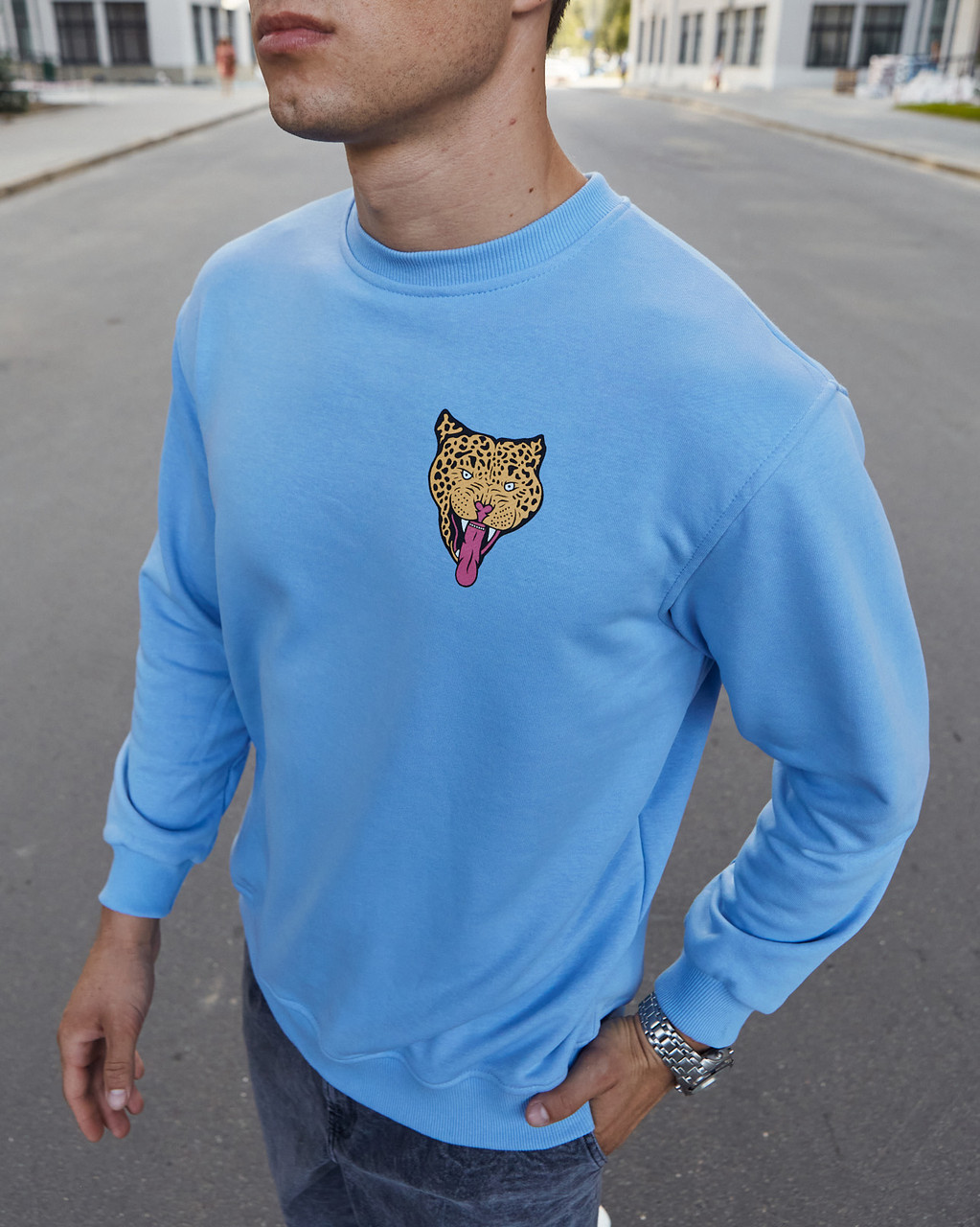 Свитшот Флекс Леопард голубой мужской от бренда ТУР TURWEAR - Фото 1