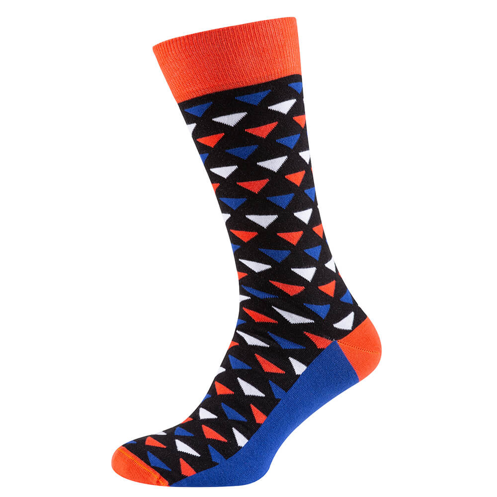 Шкарпетки чоловічі кольорові з бавовни, коралово-синій трикутник MansSet