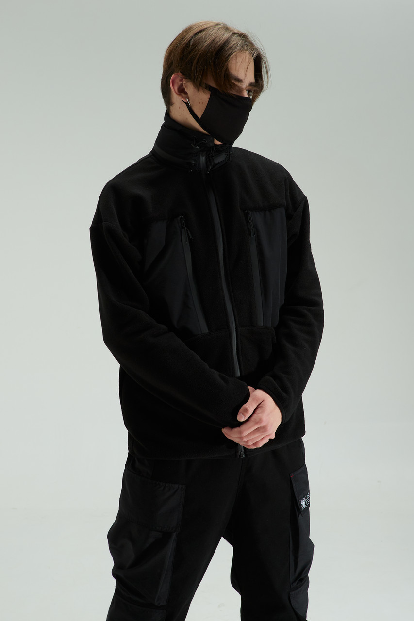 Кофта флисовая (зиппер) мужская черная от бренда ТУР модель Стелс TURWEAR