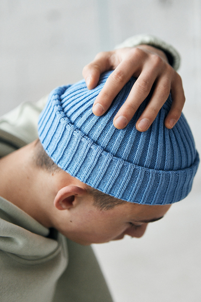 Тепла Стильна Шапка біні блакитна чоловіча від бренду ТУР модель Леон TURWEAR - Фото 2