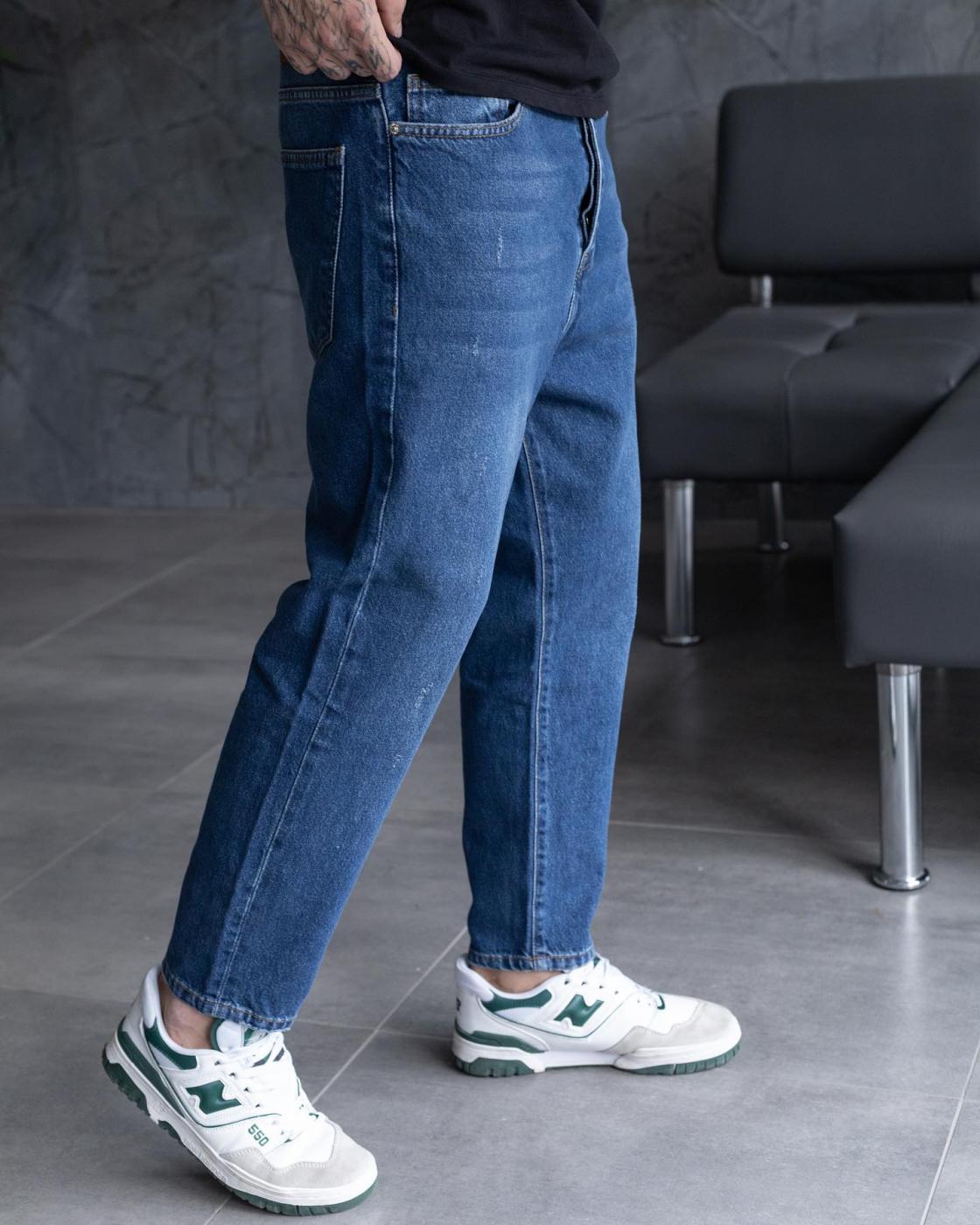 Базові сині джинси BEZET Basic washed з потертостями - Фото 1