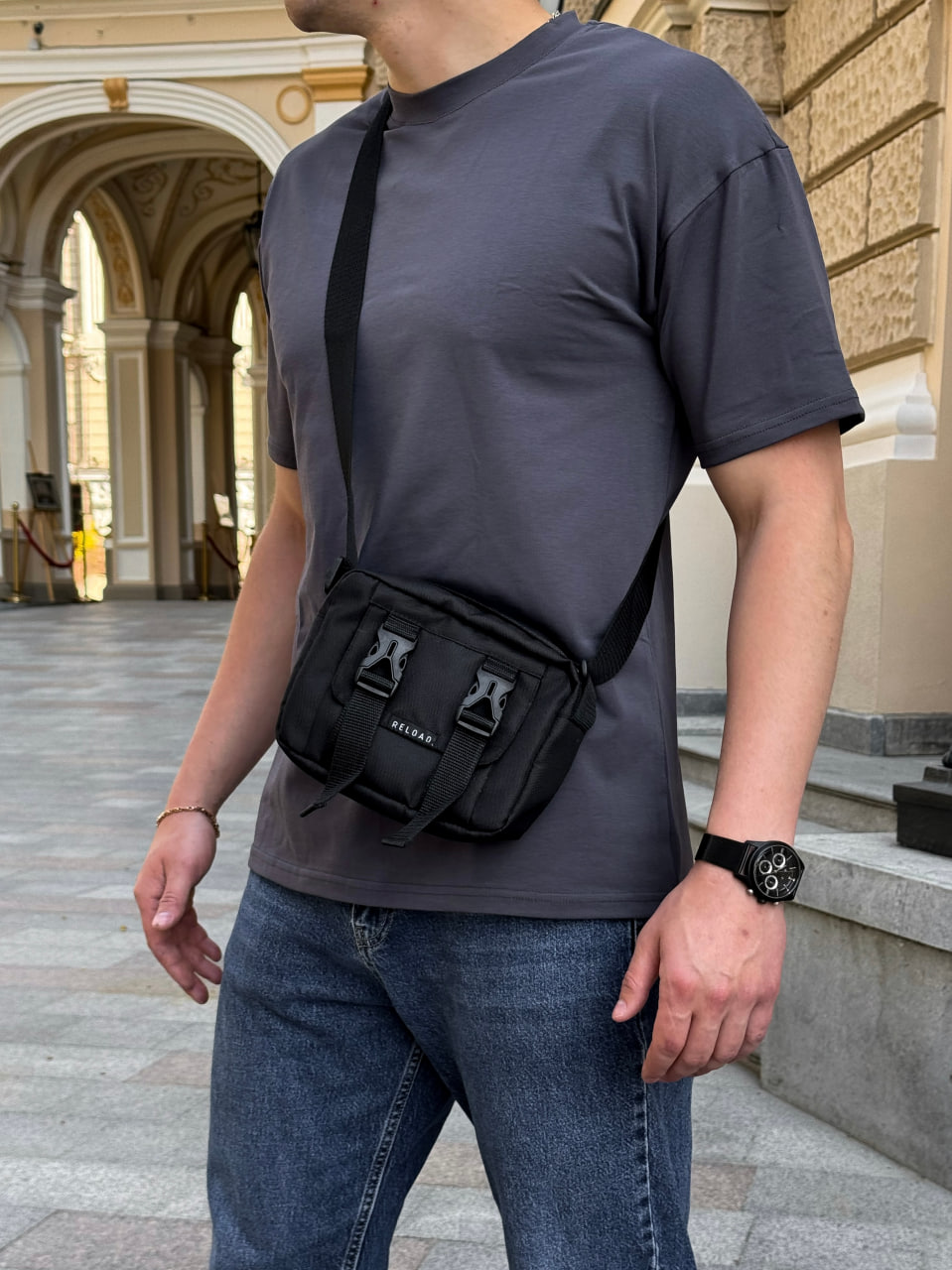 Мессенджер (сумка) с фастексом Reload, чёрный - Фото 2
