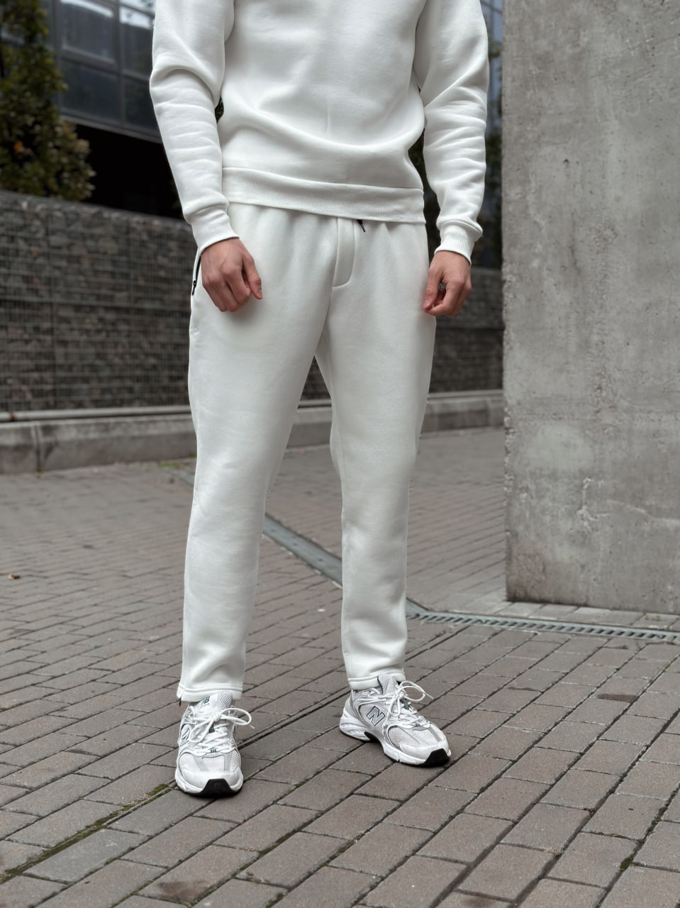 Чоловічі теплі спортивні штани фліс Reload Slim молочні - Фото 3