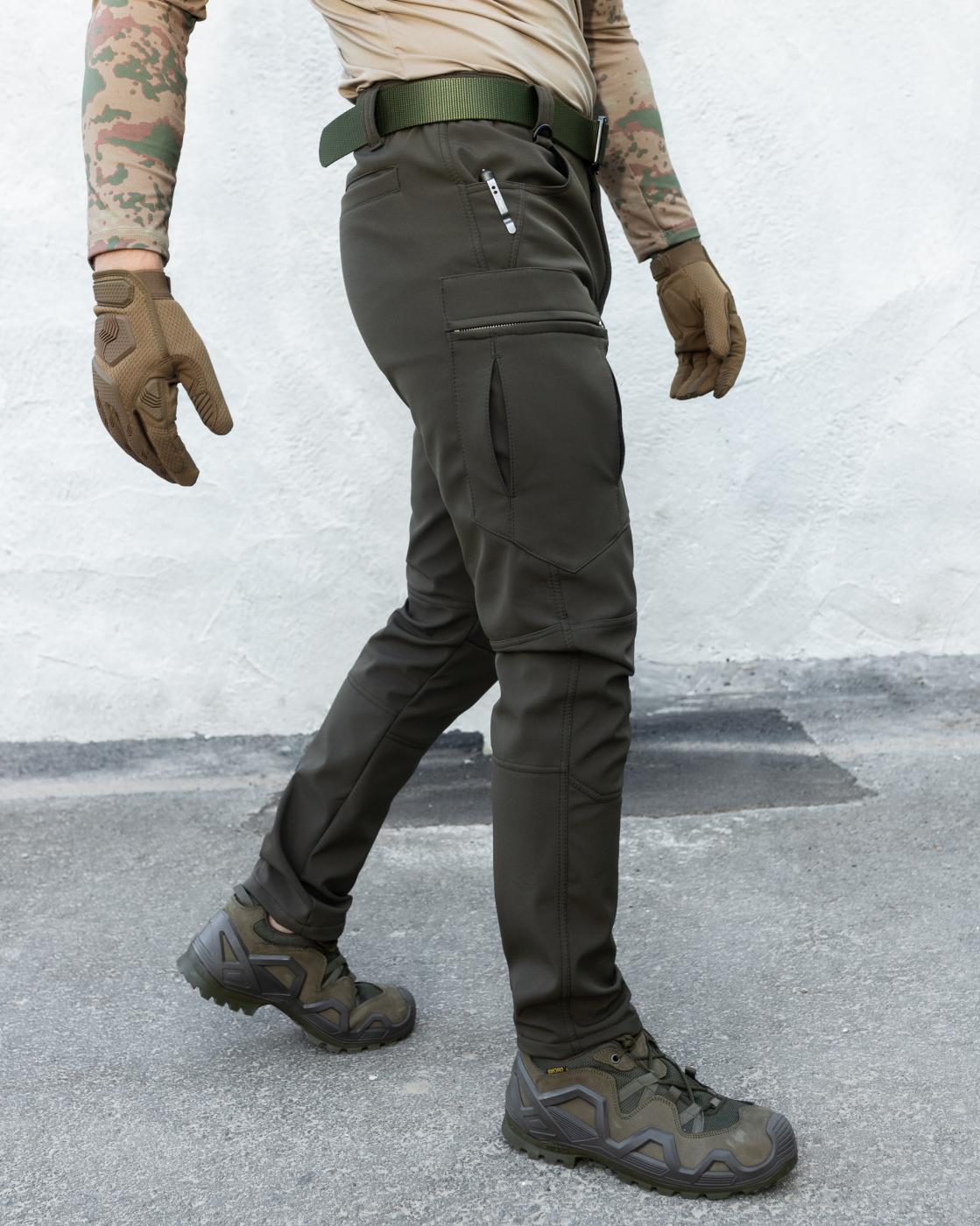 Зимові брюки карго тактичні Softshell BEZET Ешелон хакі - Фото 3