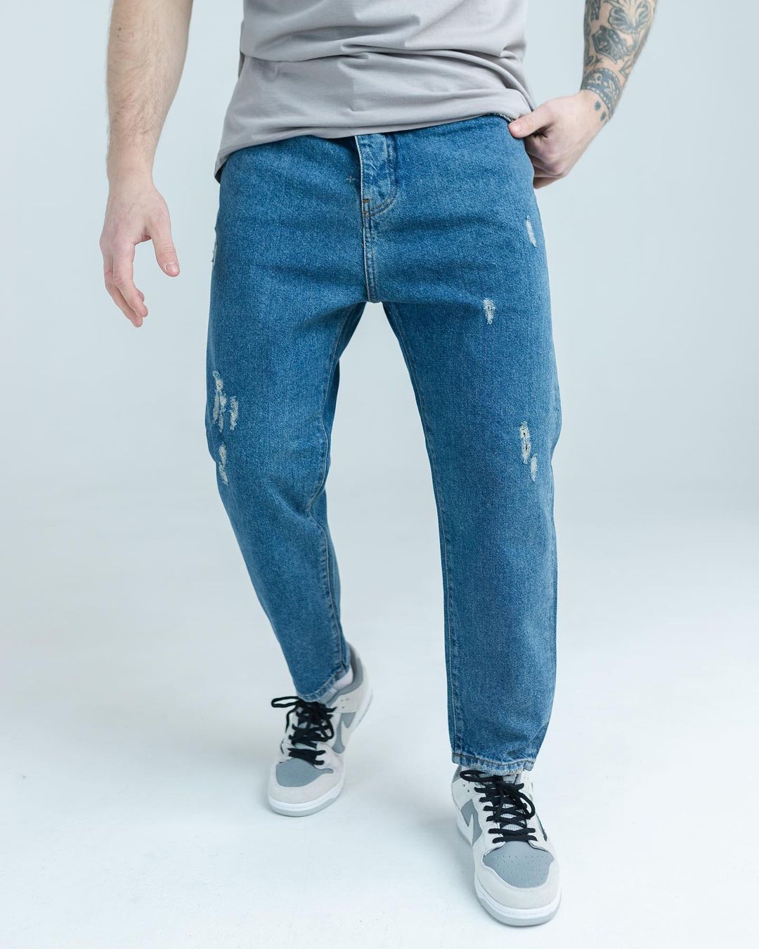 Блакитні чоловічі джинси бойфренди BEZET PATCHED